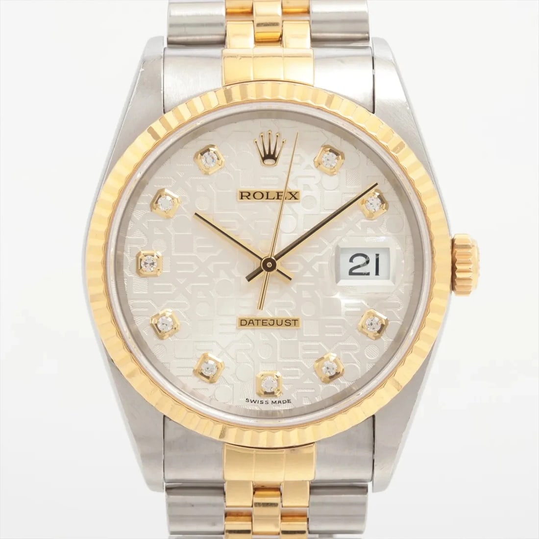 ROLEX DATEJUST SS?YG SILVER ENGRAVED COMPUTER DIAL, WATCH (1 of 4)