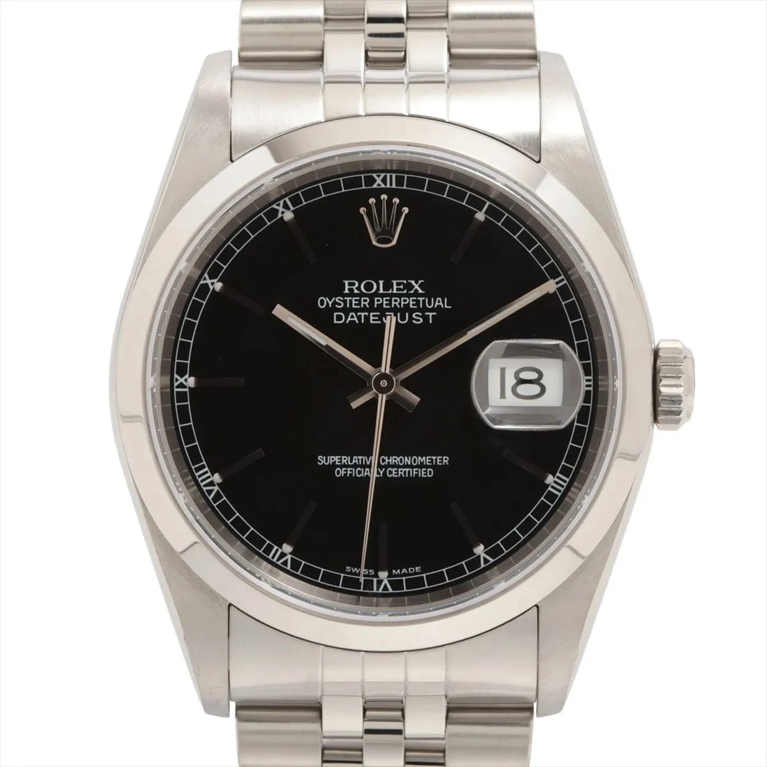 ROLEX DATEJUST SS BLACK DIAL, WATCH: Rolex Datejust SS black dial, Watch Brand: Rolex Type/Style: Wristwatch Material: SS Color: black dial Size: Case:W1.2 x H1.2inch / W36 x H36 Circumference of Wrist:7.7inch / 19.5 Accessories: Non
