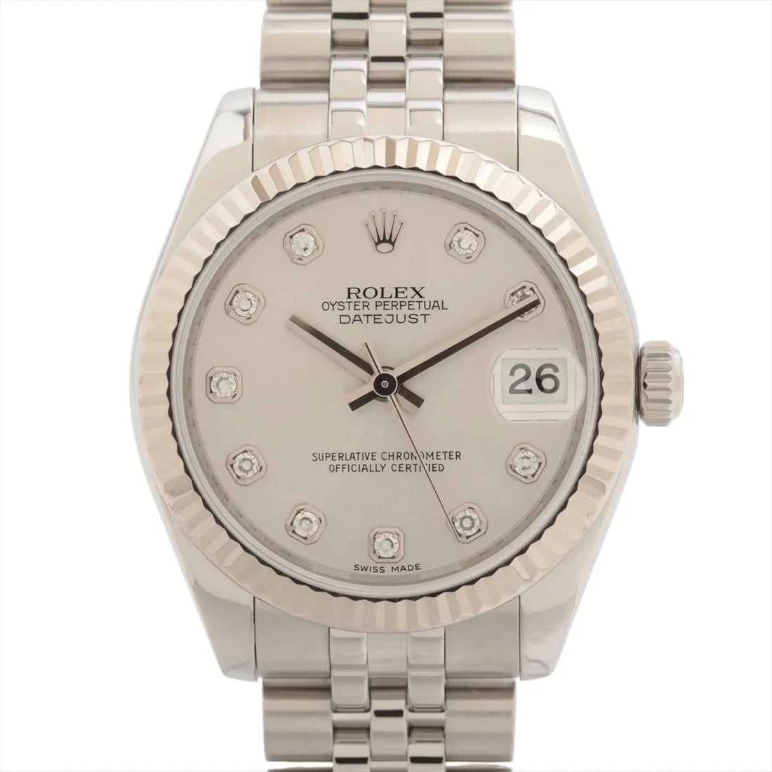 ROLEX DATEJUST SS?WG SILVER-FACE, WATCH: Rolex Datejust SS?WG Silver-Face, Watch Brand: Rolex Type/Style: Wristwatch Material: SS?WG Color: Silver-Face Size: Case:W1.2 x H1.2inch / W31 x H31 Circumference of Wrist:6.7inch / 17 Accessorie