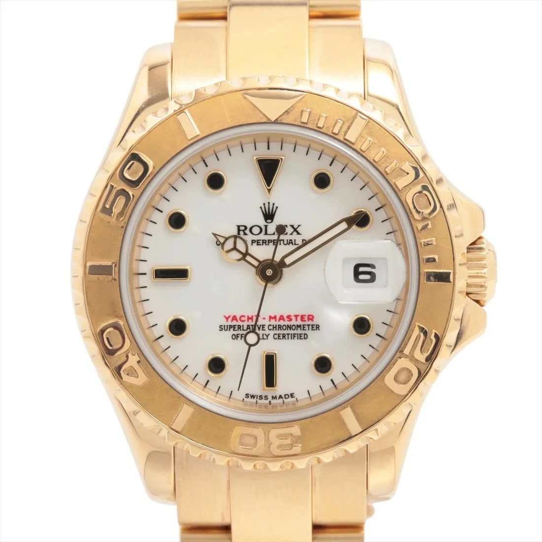 ROLEX YACHT?MASTER YG WHITE DIAL, WATCH: Rolex Yacht?Master YG white dial, Watch Brand: Rolex Type/Style: Wristwatch Material: YG Color: white dial Size: Case:W0.8 x H0.8inch / W29 x H29 Accessories: None Accessories Notice: When