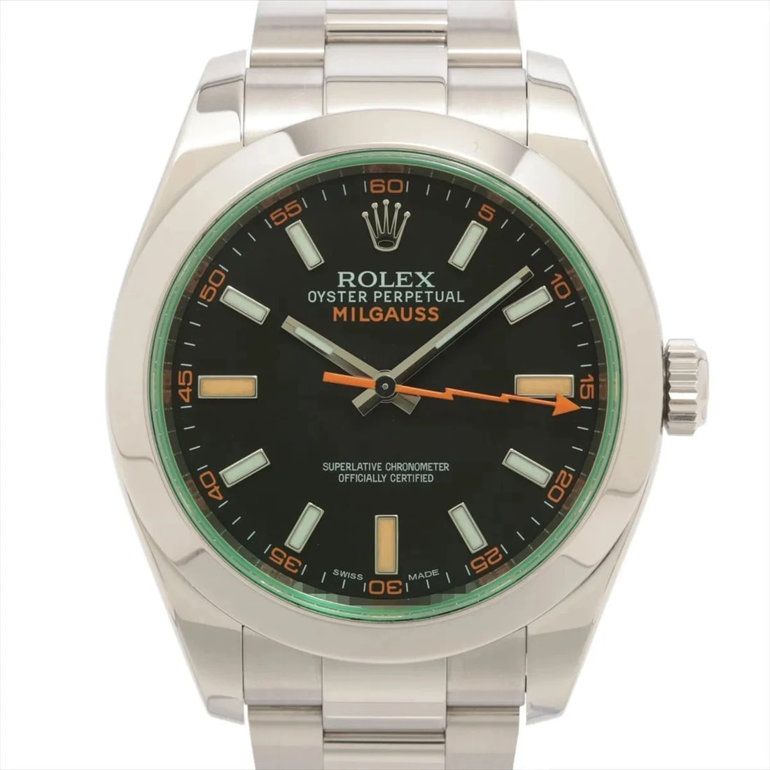 ROLEX MILGAUSS SS BLACK DIAL, WATCH: Rolex Milgauss SS black dial, Watch Brand: Rolex Type/Style: Wristwatch Material: SS Color: black dial Size: Case:W1.6 x H1.6inch / W40 x H40 Circumference of Wrist:6.5inch / 16.5 Accessories: None