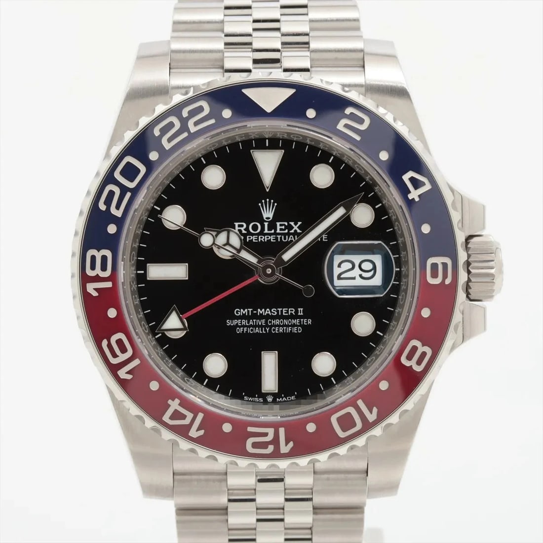 ROLEX GMT MASTER II SS BLACK DIAL, WATCH: Rolex GMT Master II SS black dial, Watch Brand: Rolex Type/Style: Wristwatch Material: SS Color: black dial Size: Case:W1.6 x H1.6inch / W40 x H40 Circumference of Wrist:6.7inch / 17 Accessories: