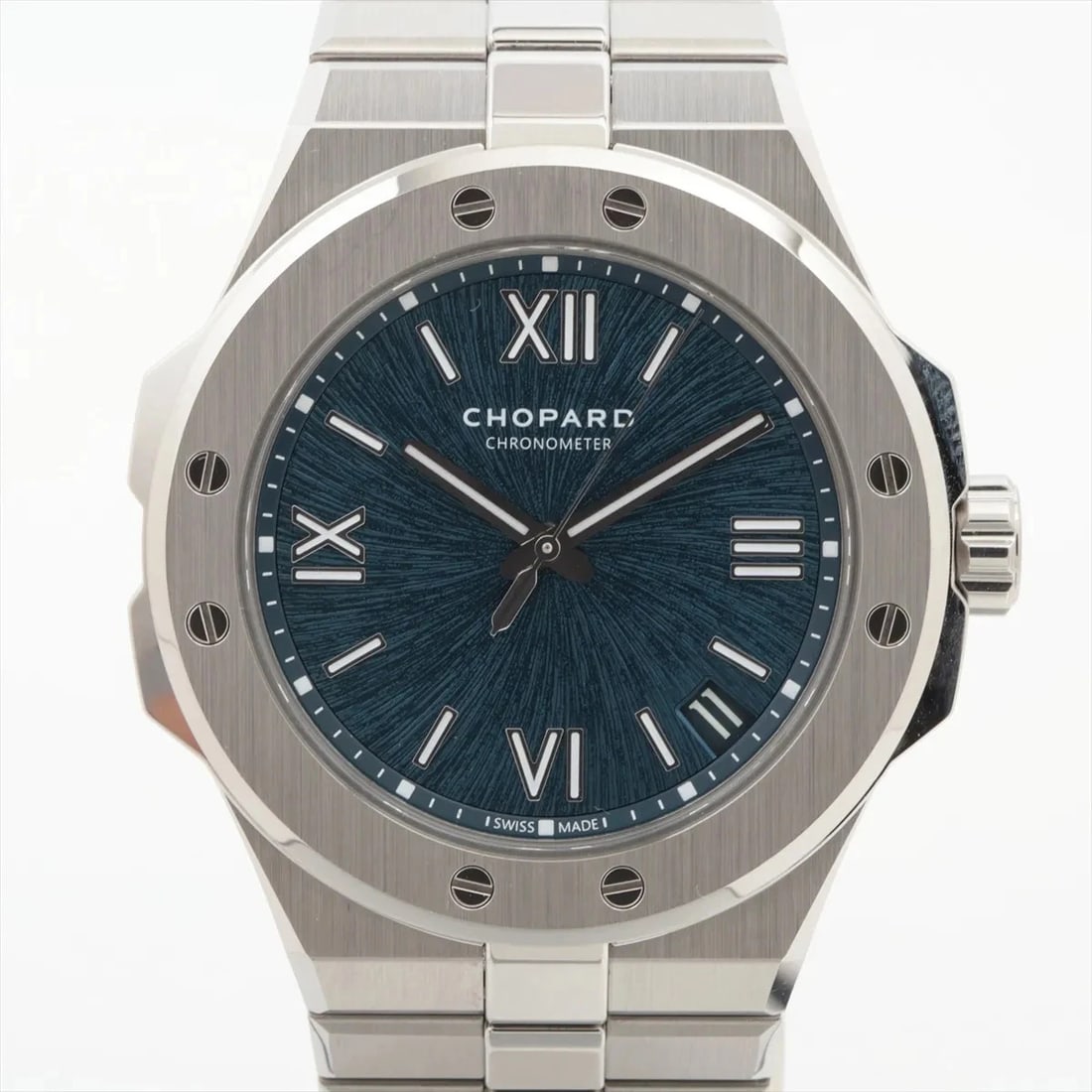 CHOPARD ALPINE EAGLE SS BLUE DIAL, WATCH: Chopard Alpine Eagle SS blue dial, Watch Brand: Chopard Type/Style: Wristwatch Material: SS Color: blue dial Size: Case:W1.2 x H1.2inch / W39 x H39 Circumference of Wrist:5.9inch / 15 Accessories: