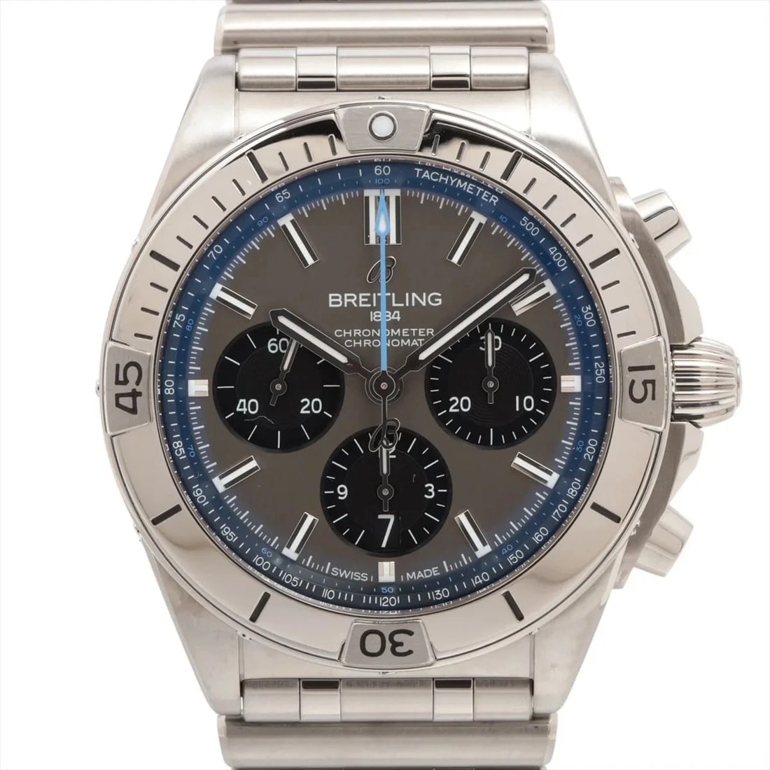 BREITLING CHRONOMAT B01 TI GRAY-FACE, WATCH: Breitling Chronomat B01 TI Gray-Face, Watch Brand: Breitling Type/Style: Wristwatch Material: TI Color: Gray-Face Size: Case:W1.6 x H1.6inch / W42 x H42 Circumference of Wrist:7.1inch / 18