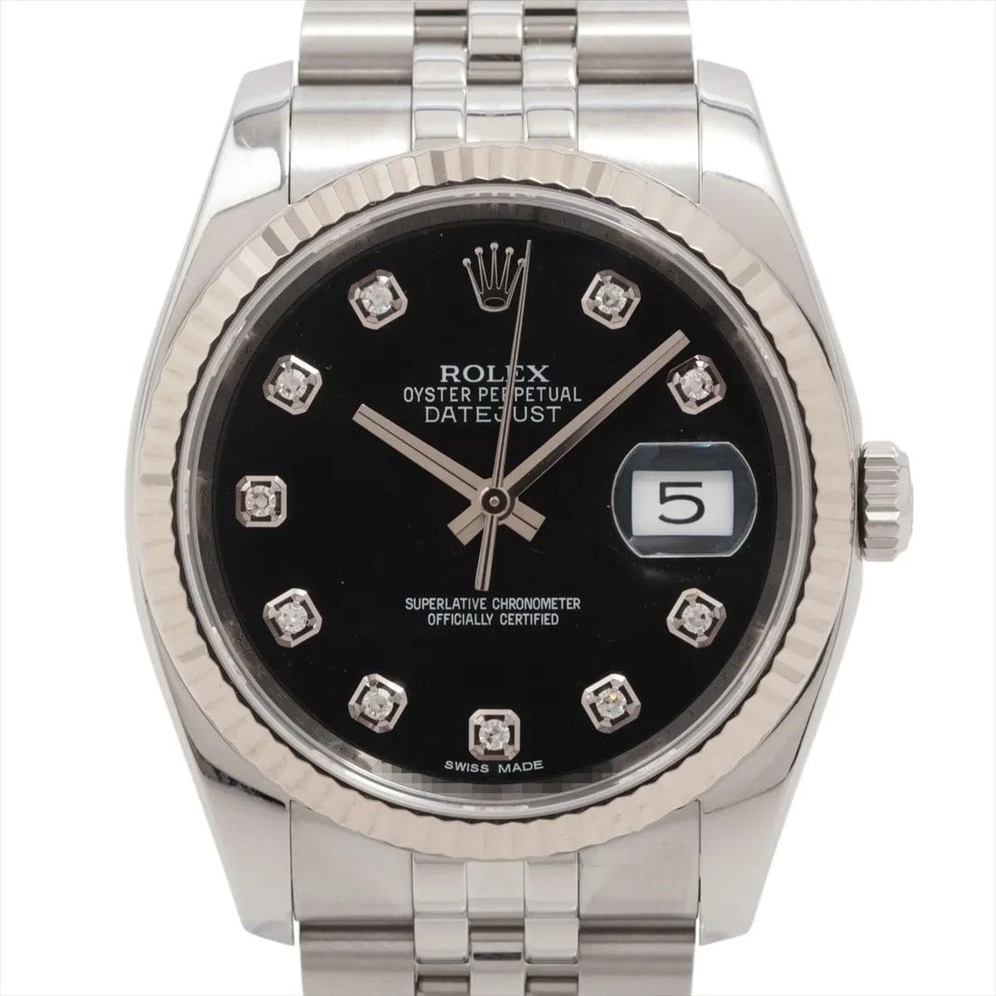 ROLEX DATEJUST SS?WG BLACK DIAL, WATCH: Rolex DATEJUST SS?WG black dial, Watch Brand: Rolex Type/Style: Wristwatch Material: SS?WG Color: black dial Size: Case:W1.2 x H1.2inch / W36 x H36 Circumference of Wrist:7.1inch / 18 Accessories: