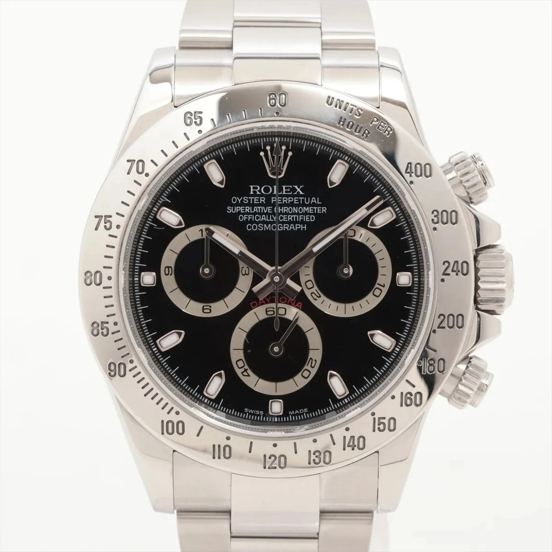 ROLEX COSMOGRAPH DAYTONA SS BLACK DIAL, WATCH: Rolex Cosmograph Daytona SS black dial, Watch Brand: Rolex Type/Style: Wristwatch Material: SS Color: black dial Size: Case:W1.6 x H1.6inch / W40 x H40 Circumference of Wrist:6.5inch / 16.5
