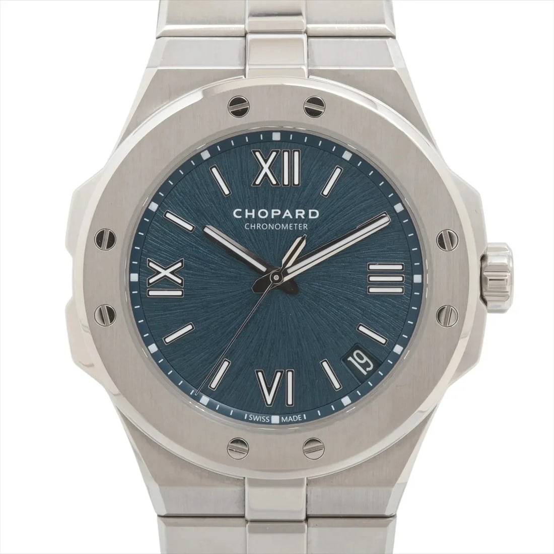 CHOPARD ALPINE EAGLE SS BLUE DIAL, WATCH: Chopard Alpine Eagle SS blue dial, Watch Brand: Chopard Type/Style: Wristwatch Material: SS Color: blue dial Size: Case:W1.2 x H1.2inch / W38 x H38 Circumference of Wrist:6.9inch / 17.5 Accessorie