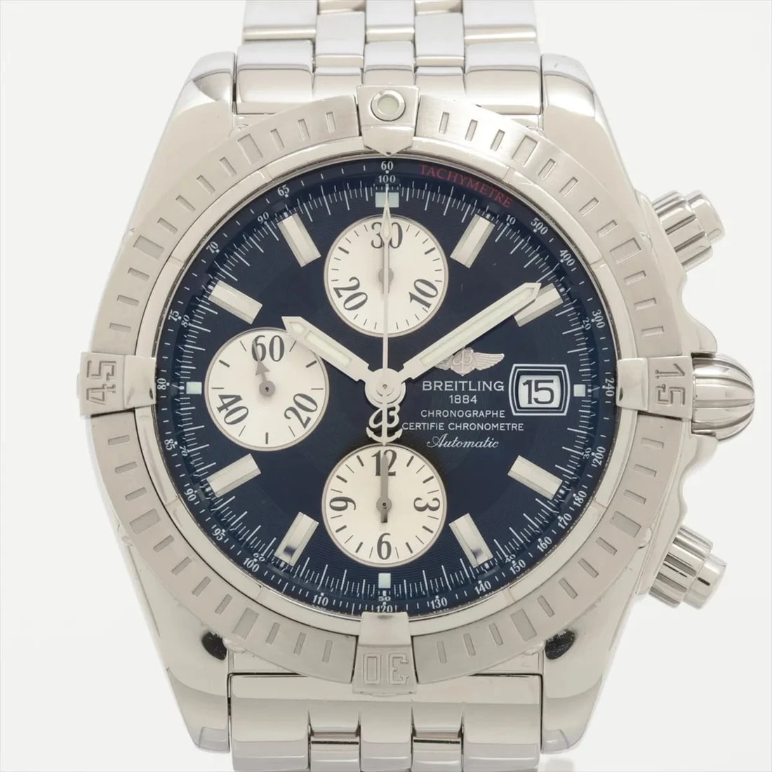 BREITLING CHRONOMAT EVOLUTION SS BLACK DIAL, WATCH: Breitling Chronomat Evolution SS black dial, Watch Brand: Breitling Type/Style: Wristwatch Material: SS Color: Black Dial Size: Case:W1.6 x H1.6inch / W43 x H43 Circumference of Wrist:6.5inch / 16.5
