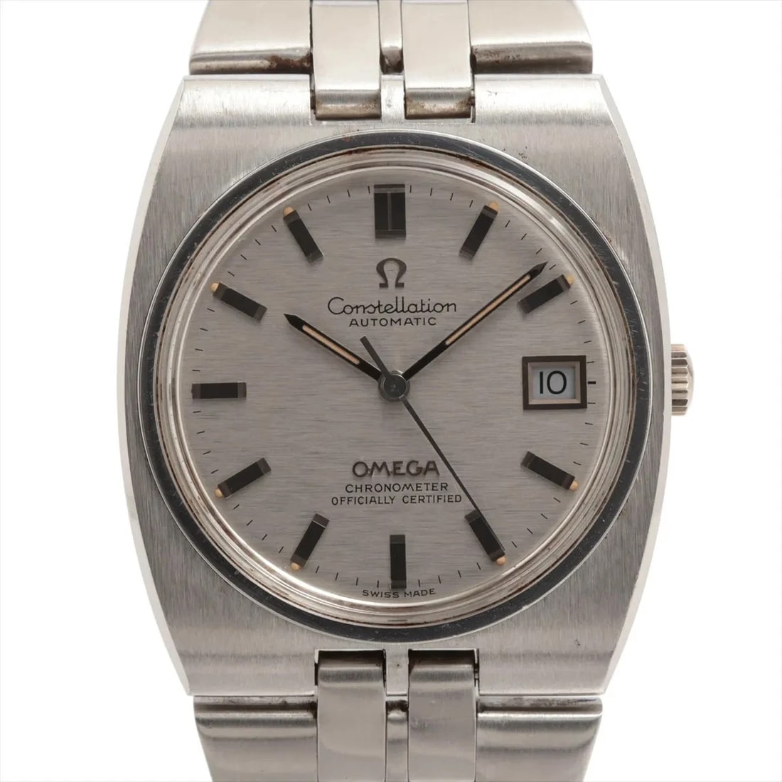 OMEGA CONSTELLATION SS SILVER-FACE, WATCH: Omega Constellation SS Silver-Face, Watch Brand: Omega Type/Style: Wristwatch Material: SS Color: Silver-Face Size: Case:W1.2 x H1.2inch / W33 x H33 Circumference of Wrist:0.0inch / 00 Accessories