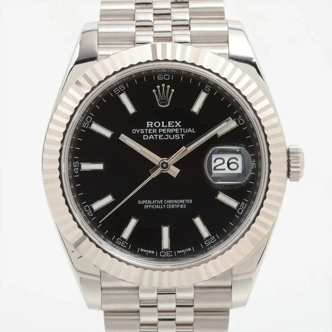 ROLEX DATEJUST SS?WG BRIGHT BLACK DIAL, WATCH: Rolex Datejust SS?WG bright black dial, Watch Brand: Rolex Type/Style: Wristwatch Material: SS?WG Color: bright black dial Size: Case:W1.6 x H1.6inch / W41 x H41 Circumference of Wrist:6.9inch / 17.5 