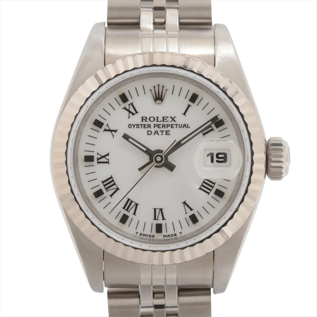 ROLEX OYSTER PERPETUAL DATE SS?WG WHITE DIAL, WATCH: Rolex Oyster Perpetual Date SS?WG white dial, Watch Brand: Rolex Type/Style: Wristwatch Material: SS?WG Color: white dial Size: Case:W0.8 x H0.8inch / W26 x H26 Circumference of Wrist:6.5inch / 16.5