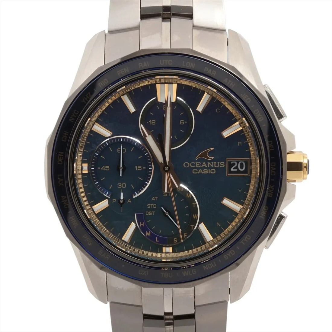 CASIO OCEANUS MANTA RAYS CASIO WATCH ANNIVERSARY MODEL TI BLACK DIAL, WATCH: Casio Oceanus Manta rays Casio Watch Anniversary Model TI black dial, Watch Brand: Casio Type/Style: Wristwatch Material: TI Color: BLUE Size: Case:W1.6 x H1.6inch / W42.8 x H47.5 Circumference of Wri