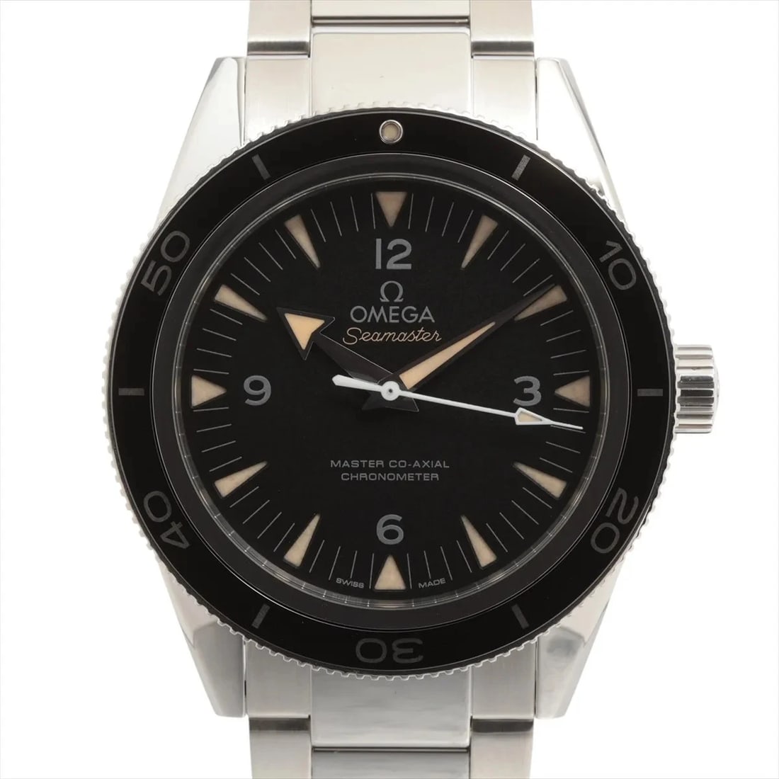 OMEGA SEAMASTER MASTER CO-AXIAL CHRONOMETER SS BLACK DIAL, WATCH: Omega Seamaster Master Co-Axial Chronometer SS black dial, Watch Brand: Omega Type/Style: Wristwatch Material: SS Color: black Size: Case:W1.6 x H1.6inch / W41 x H41 Circumference of Wrist:8.3inch / 2