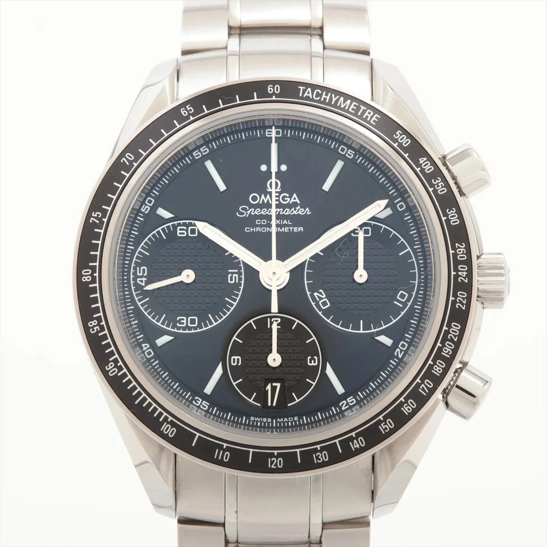 OMEGA SPEEDMASTER RACING CO-AXIAL CHRONOMETER SS BLACK DIAL, WATCH: Omega Speedmaster racing Co-Axial Chronometer SS black dial, Watch Brand: Omega Type/Style: Wristwatch Material: SS Color: black Size: Case:W1.2 x H1.2inch / W39 x H39 Circumference of Wrist:6.9inch /