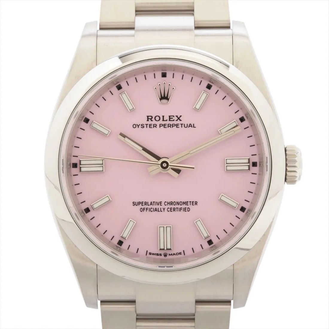 ROLEX OYSTER PERPETUAL SS CANDY PINK DIAL, WATCH (1 of 4)