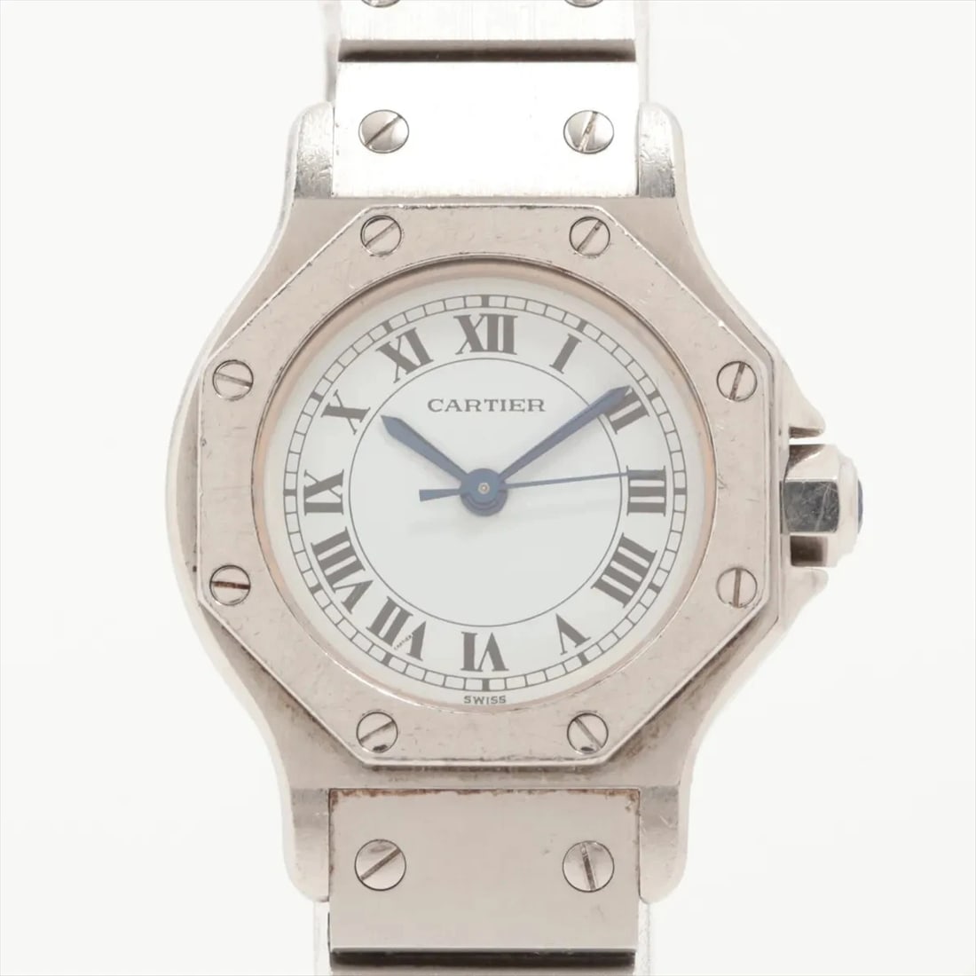 CARTIER SANTOS OCTAGON SS WHITE DIAL, WATCH: Cartier Santos Octagon SS white dial, Watch Brand: Cartier Type/Style: Wristwatch Material: SS Color: white dial Size: Case:W0.8 x H0.8inch / W22 x H22 Circumference of Wrist:5.5inch / 14