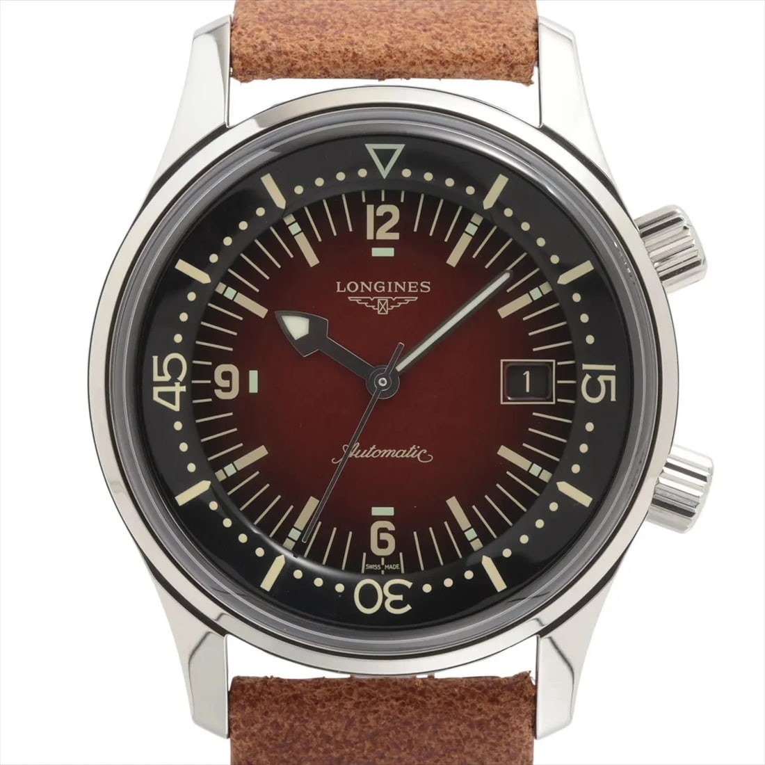 LONGINES LEGEND DIVER SS & LEATHER BROWN GRADATION DIAL, WATCH (1 of 4)