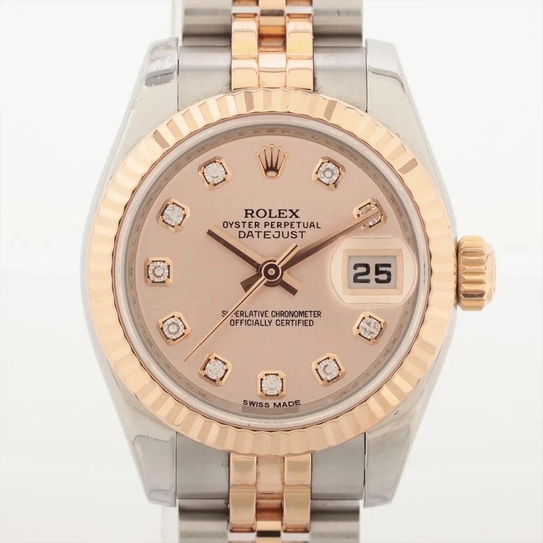 ROLEX DATEJUST PG?SS PINK-FACE, WATCH: Rolex Datejust PG?SS Pink-Face, Watch Brand: Rolex Type/Style: Wristwatch Material: PG SS Color: Pink-Face Size: Case:W0.8 x H0.8inch / W26 x H26 Circumference of Wrist:5.1inch / 13 Accessories: N