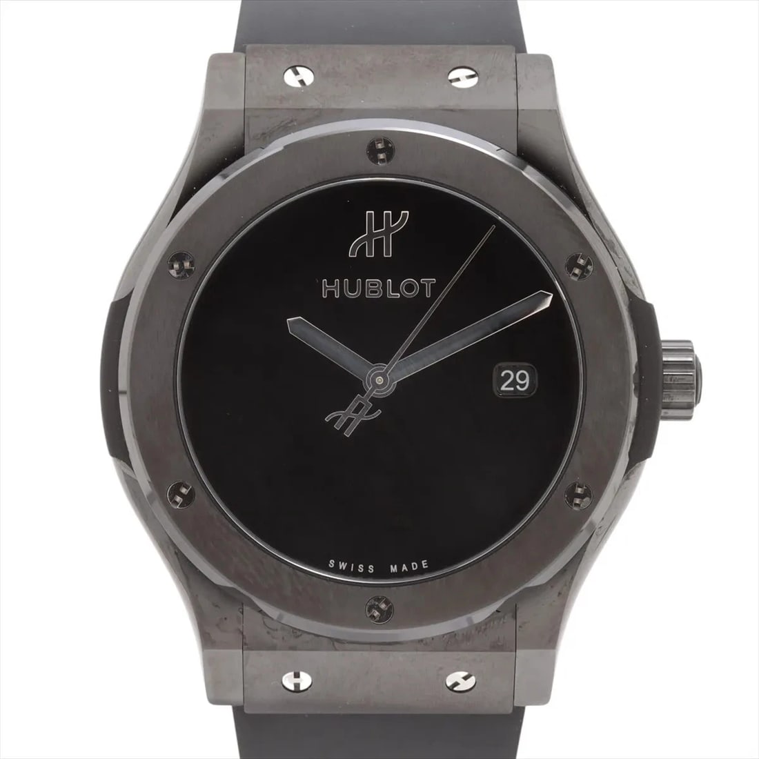 HUBLOT CLASSIC FUSION ORIGINAL BLACK MAGIC CE X TI X RUBBER SKELETON DIAL, WATCH: Hublot Classic Fusion Original Black magic CE x TI x rubber Skeleton dial, Watch Brand: Hublot Type/Style: Wristwatch Material: CE x TI x rubber Color: black dial Size: Case:W1.6 x H1.6inch / W42 x H4