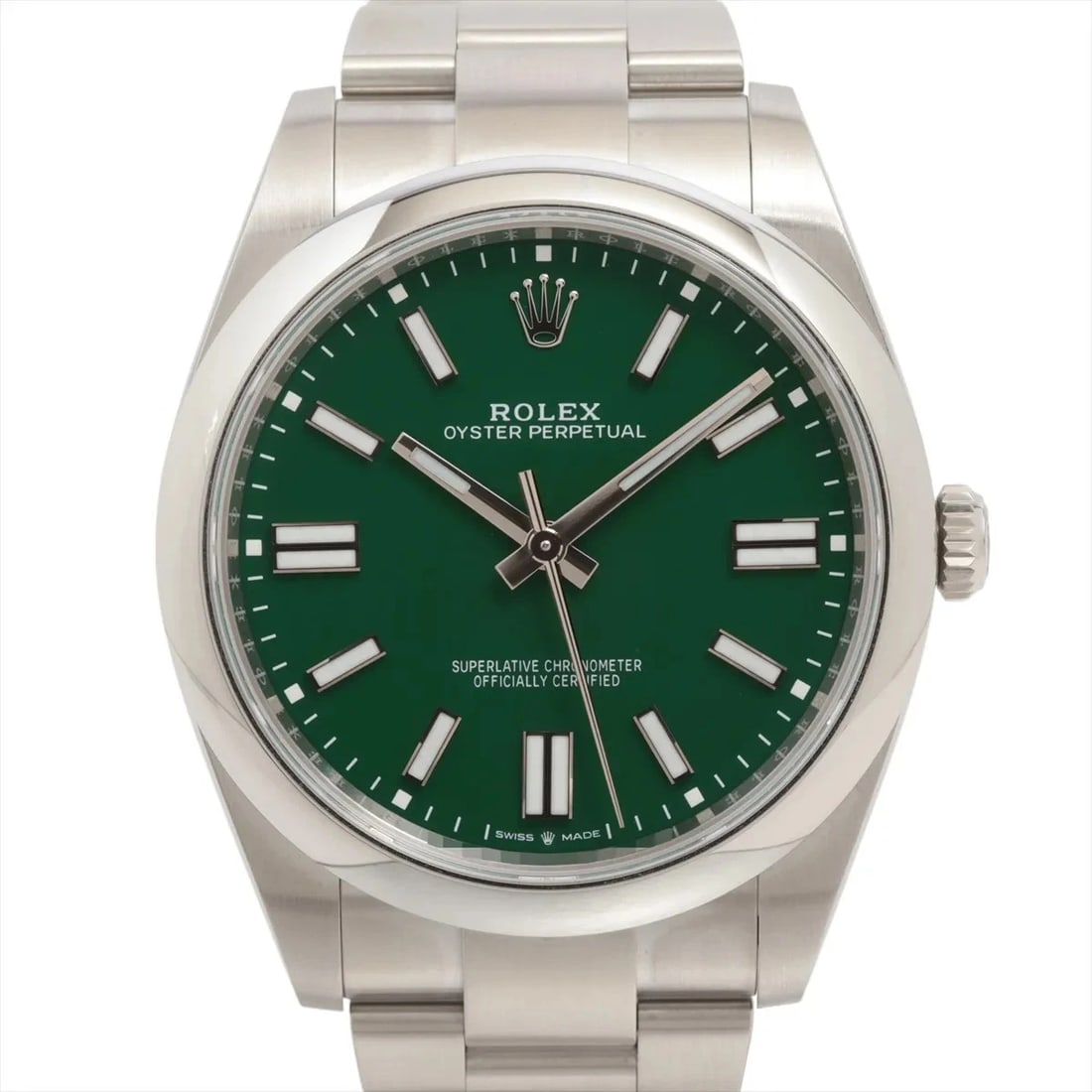 ROLEX OYSTER PERPETUAL SS GREEN-FACE, WATCH: Rolex OYSTER PERPETUAL SS Green-Face, Watch Brand: Rolex Type/Style: Wristwatch Material: SS Color: Green-Face Size: Case:W1.6 x H1.6inch / W41 x H41 Circumference of Wrist:6.3inch / 16 Accessories: