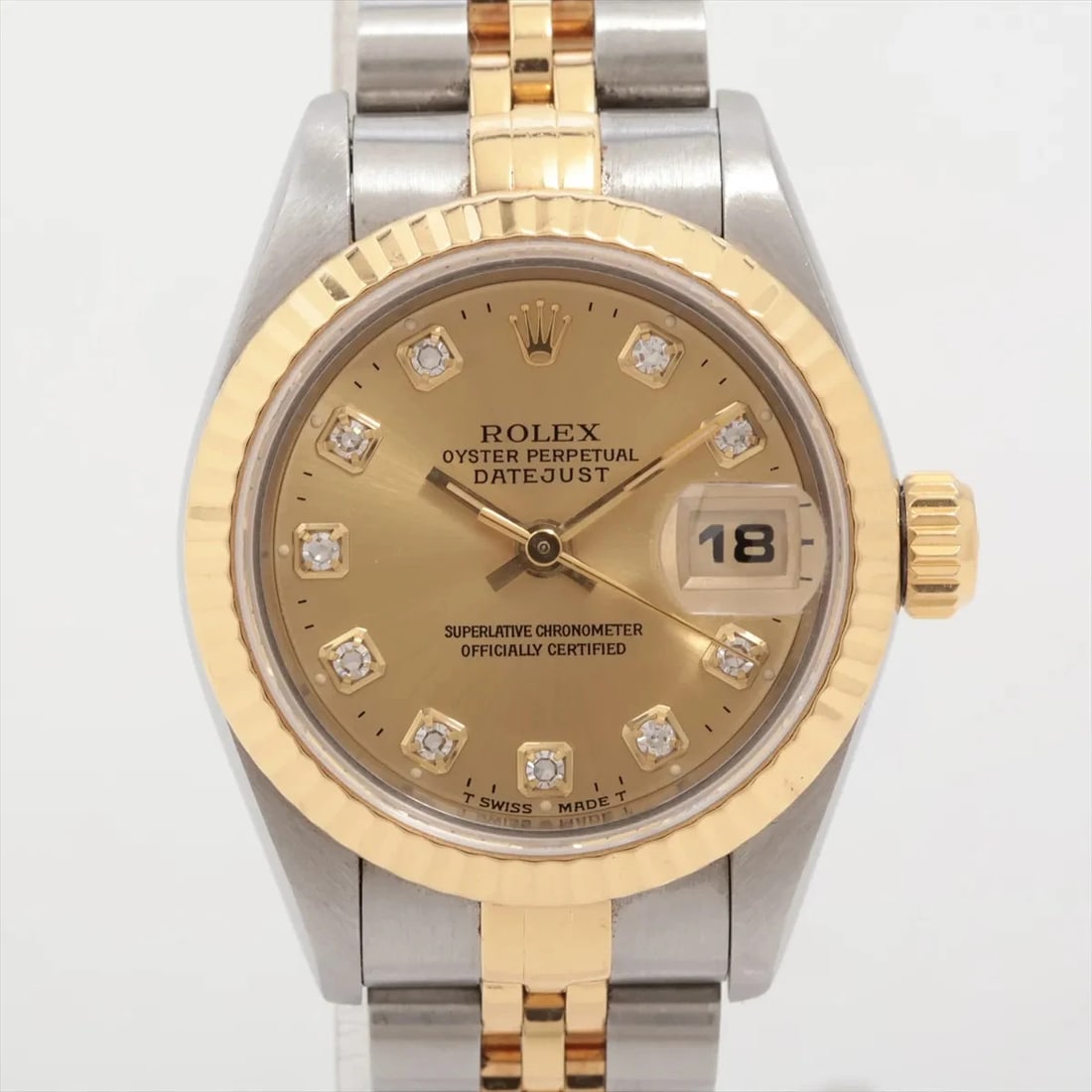 ROLEX LADY DATEJUST SS?YG CHAMPAGNE-FACE, WATCH: Rolex Lady Datejust SS?YG Champagne-Face, Watch Brand: Rolex Type/Style: Wristwatch Material: SS?YG Color: Champagne-Face Size: Case:W0.8 x H0.8inch / W26 x H26 Circumference of Wrist:5.3inch / 13.5
