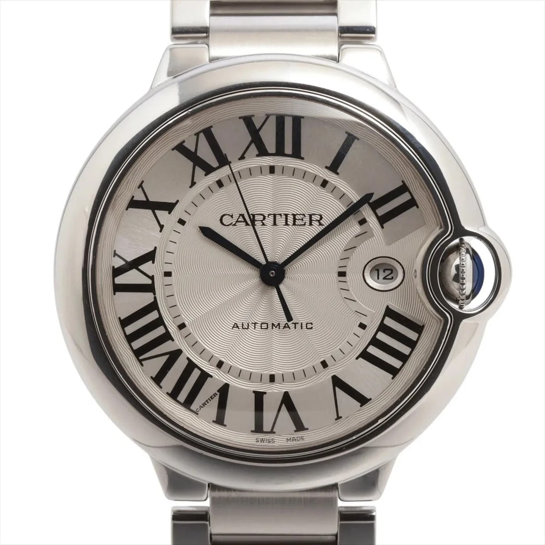 CARTIER BALLON BLEU SS SILVER-FACE, WATCH: Cartier Ballon Bleu SS Silver-Face, Watch Brand: Cartier Type/Style: Wristwatch Material: SS Color: Silver-Face Size: Case:W1.6 x H1.6inch / W42 x H42 Circumference of Wrist:7.7inch / 19.5