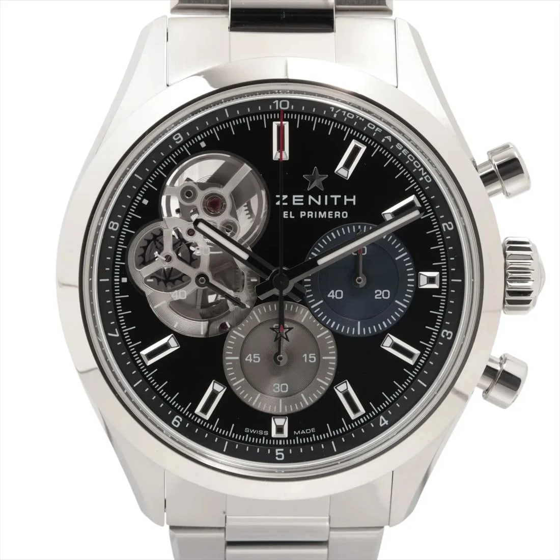 ZENITH CHRONOMASTER OPEN SS BLACK DIAL, WATCH: Zenith Chronomaster open SS black dial, Watch Brand: Zenith Type/Style: Wristwatch Material: SS Color: black Size: Case:W1.2 x H1.2inch / W38 x H38 Circumference of Wrist:8.1inch / 20.5 Accessorie