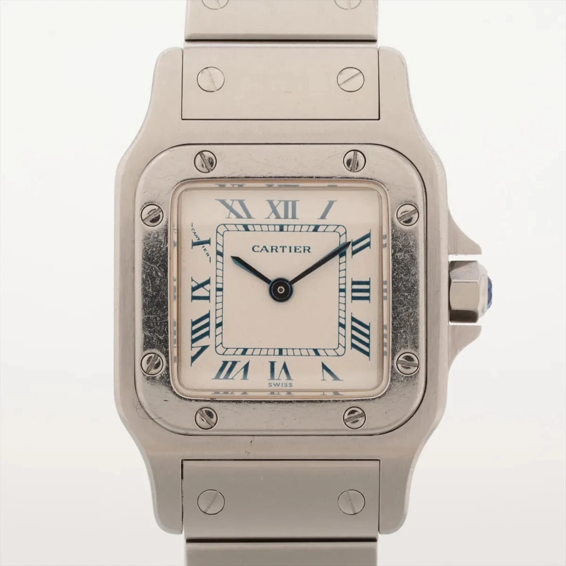 CARTIER SANTOS GALBEE SS IVORY-FACE, WATCH: Cartier Santos Galbee SS Ivory-Face, Watch Brand: Cartier Type/Style: Wristwatch Material: SS Color: Ivory-Face Size: Case:W0.8 x H1.2inch / W24 x H36 Circumference of Wrist:5.9inch / 15 Accessories: