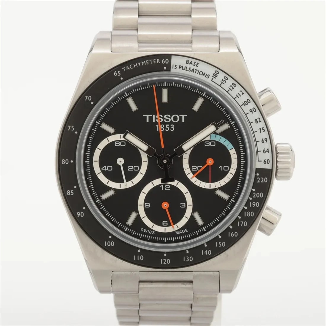 TISSOT EXTERNAL SS BLACK DIAL, WATCH: Tissot External SS black dial, Watch Brand: Tissot Type/Style: Wristwatch Material: SS Color: black dial Size: Case:W1.6 x H1.6inch / W40 x H40 Circumference of Wrist:7.1inch / 18 Accessories: None