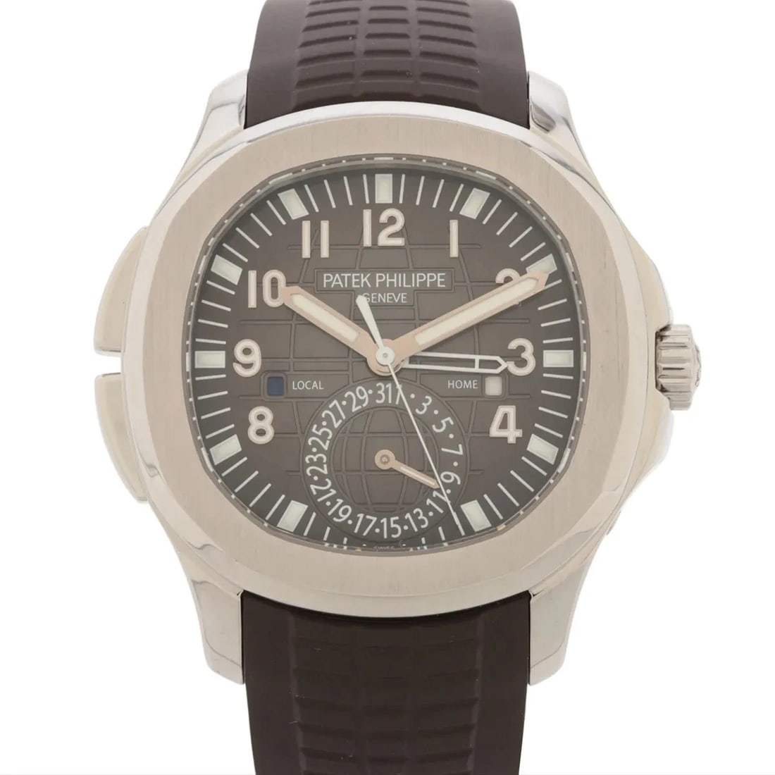 PATEK PHILIPPE AQUANAUT SS & RUBBER BLACK DIAL, WATCH: Patek Philippe Aquanaut SS & Rubber black dial, Watch Brand: Patek Philippe Type/Style: Wristwatch Material: SS & Rubber Color: black dial Size: Case:W1.2 x H1.2inch / W39 x H39 Circumference of