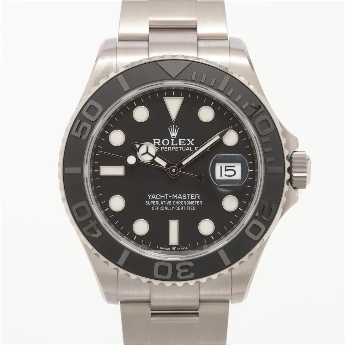 ROLEX YACHT MASTER TI INTENSE BLACK DIAL, WATCH: Rolex Yacht Master TI Intense black dial, Watch Brand: Rolex Type/Style: Wristwatch Material: TI Color: Intense black dial Size: Case:W1.6 x H1.6inch / W42 x H42 Circumference of Wrist:7.9inch / 20.0 