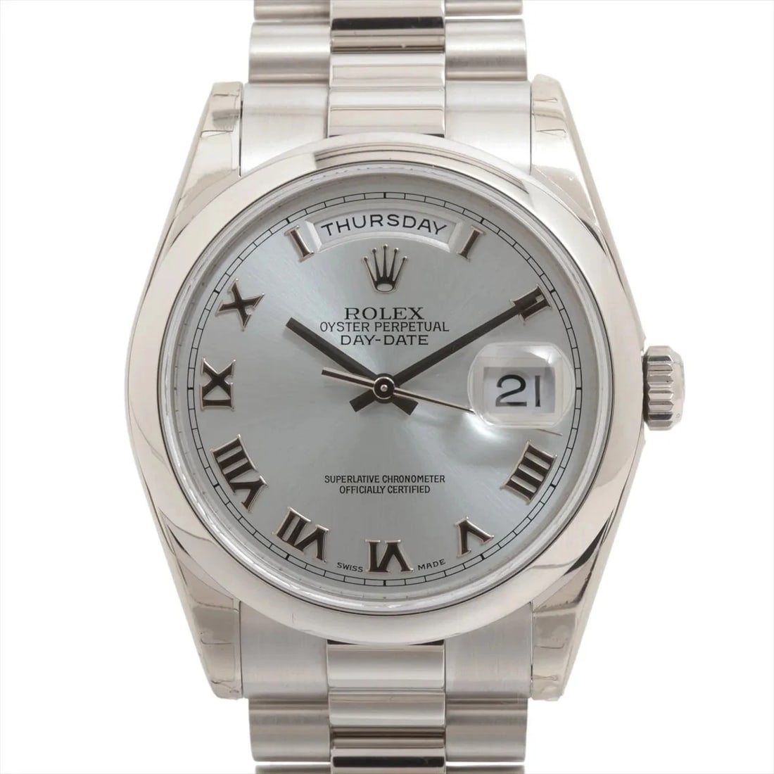 ROLEX DAY-DATE PT ICEBLUE-FACE, WATCH: Rolex Day-Date PT Iceblue-Face, Watch Brand: Rolex Type/Style: Wristwatch Material: PT Color: ice blue Size: Case:W1.2 x H1.2inch / W36 x H36 Circumference of Wrist:7.1inch / 18 Accessories: None