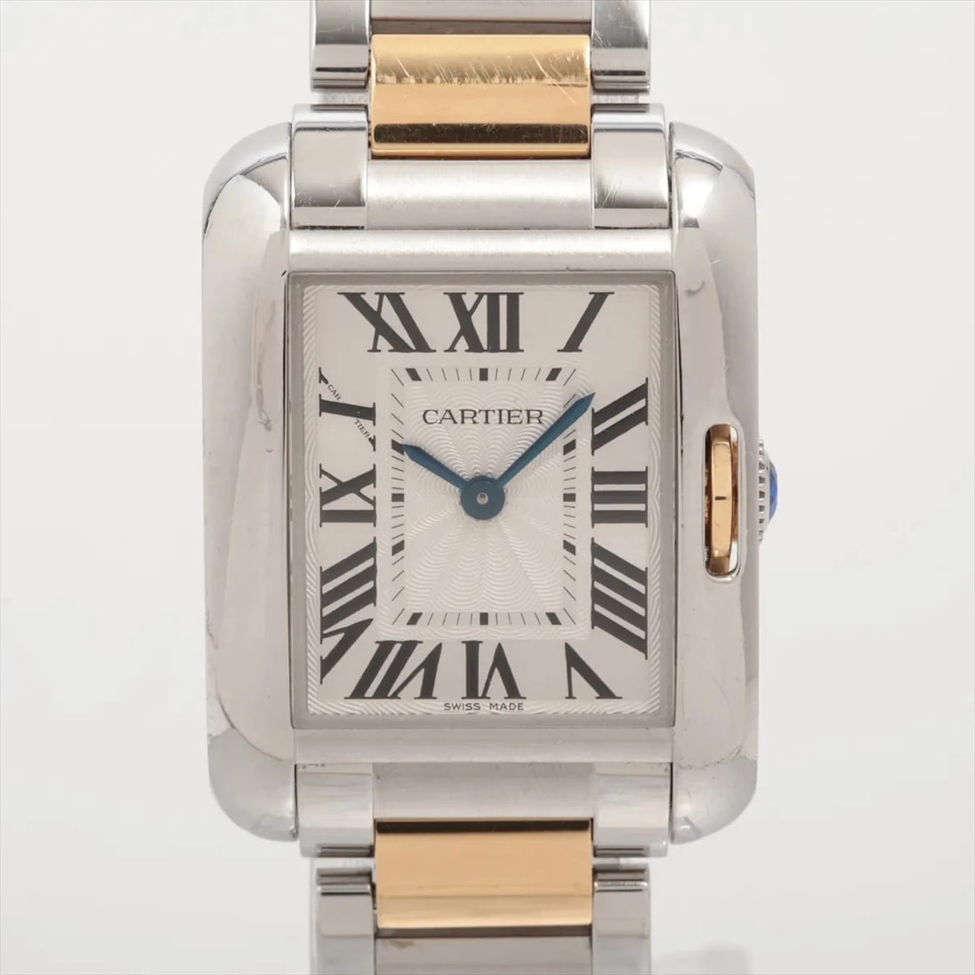 CARTIER TANK ANGLAISE SM SS?YG SILVER-FACE, WATCH: Cartier Tank Anglaise SM SS?YG Silver-Face, Watch Brand: Cartier Type/Style: Wristwatch Material: SS?YG Color: silver Size: Case:W0.8 x H1.2inch / W23 x H30 Circumference of Wrist:6.1inch / 15.5 A