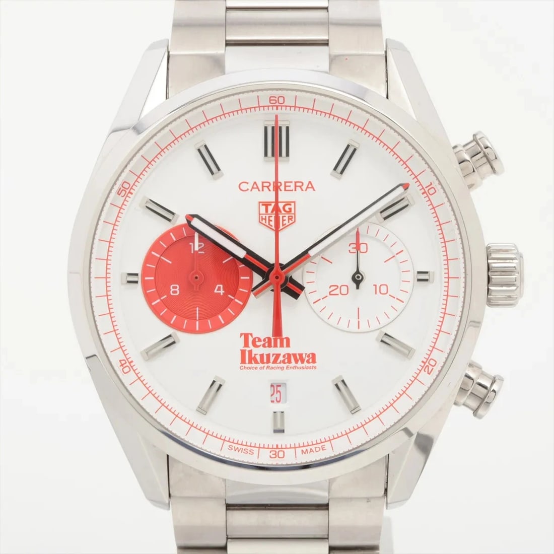 TAG HEUER CARRERA CALIBRE HEUER TEAMS IKUZAWA BY BAMFORD, WATCH: TAG Heuer Carrera calibre Heuer teams Ikuzawa BY Bamford, Watch Brand: TAG Heuer Type/Style: Wristwatch Material: SS Color: white Size: Case:W1.6 x H1.6inch / W42 x H42 Circumference of Wrist:7.7inch 