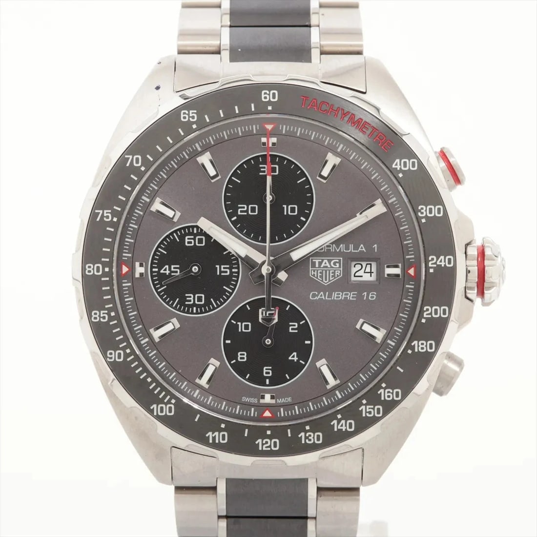 TAG HEUER FORMULA 1 SS GRAY-FACE, WATCH: TAG Heuer Formula 1 SS Gray-Face, Watch Brand: TAG Heuer Type/Style: Wristwatch Material: SS Color: Gray-Face Size: Case:W1.6 x H1.6inch / W44 x H44 Circumference of Wrist:6.9inch / 17.5 Accessories: