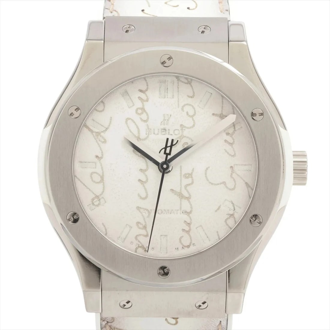 HUBLOT CLASSIC FUSION BERLUTI TI SS ? LEATHER SKELETON DIAL, WATCH: Hublot Classic Fusion Berluti TI SS ? leather Skeleton dial, Watch Brand: Hublot Type/Style: Wristwatch Material: SS x TI x leather x rubber Color: white dial Size: Case:W1.6 x H1.6inch / W45 x H45 Ci