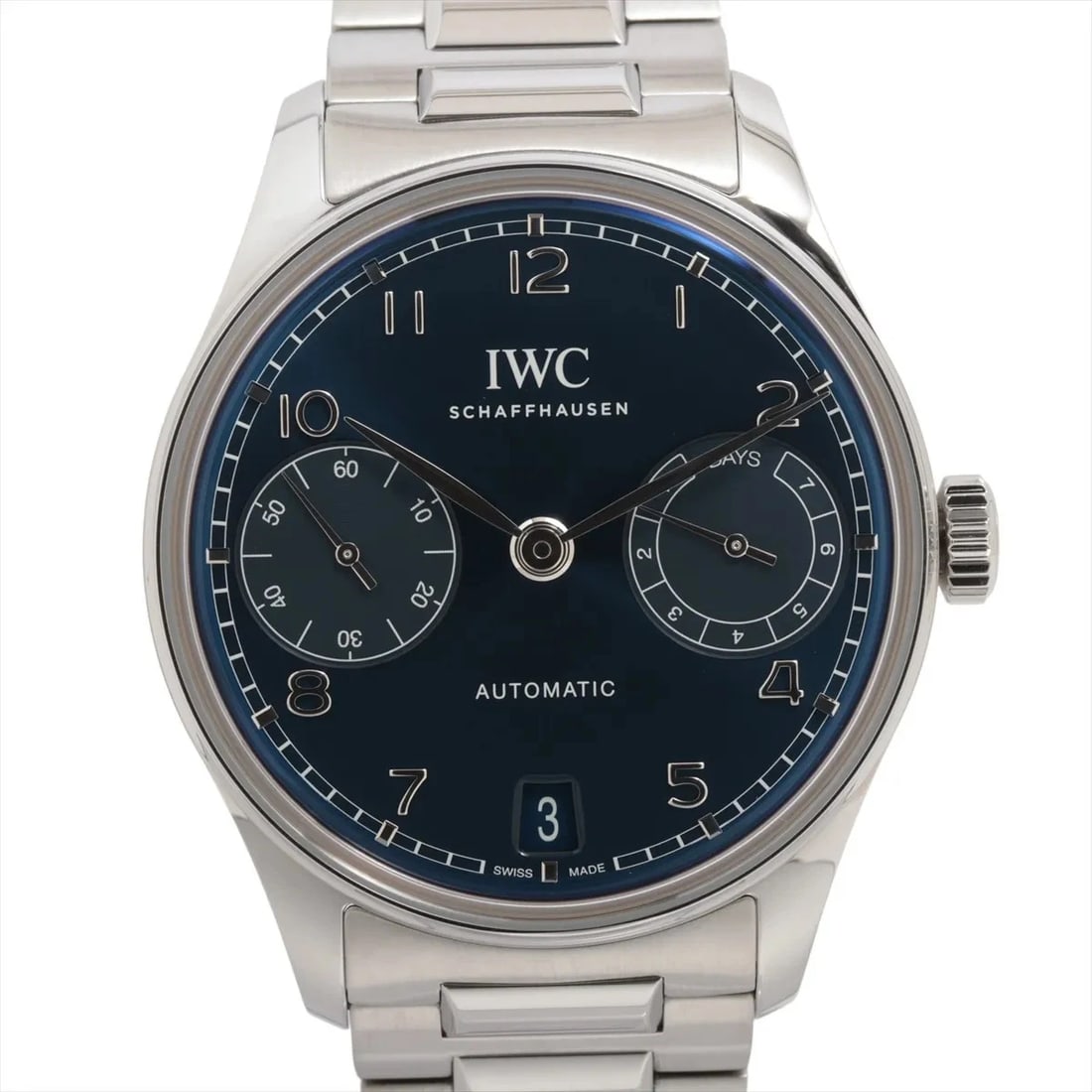 IWC PORTUGIESER SS BLUE DIAL, WATCH: IWC Portugieser SS blue dial, Watch Brand: iwc Type/Style: Wristwatch Material: Color: blue dial Size: Case:W1.6 x H1.6inch / W42 x H42 Circumference of Wrist:7.5inch / 19 Accessories: None