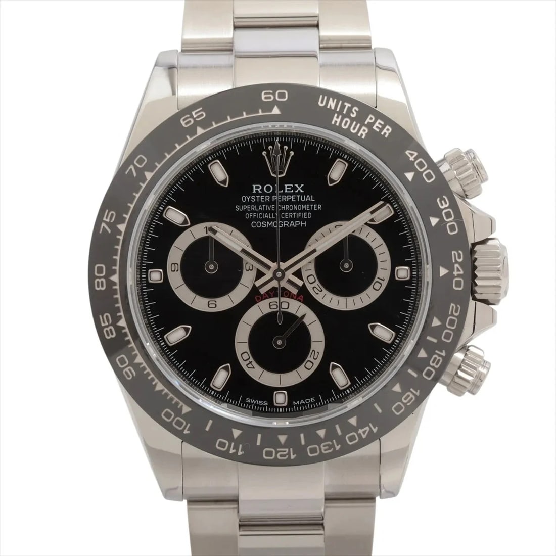 ROLEX DAYTONA SS BLACK DIAL, WATCH: Rolex Daytona SS black dial, Watch Brand: Rolex Type/Style: Wristwatch Material: SS Color: black dial Size: Case:W1.6 x H1.6inch / W40 x H40 Circumference of Wrist:7.5inch / 19.0 Accessories: None