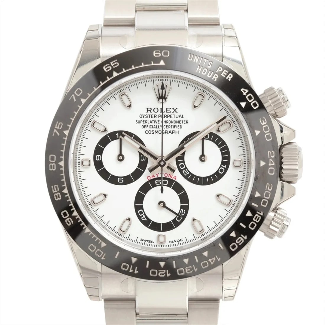 ROLEX DAYTONA SS WHITE DIAL, WATCH: Rolex Daytona SS white dial, Watch Brand: Rolex Type/Style: Wristwatch Material: SS Color: white dial Size: Case:W1.6 x H1.6inch / W40 x H40 Circumference of Wrist:6.7inch / 17 Accessories: None <
