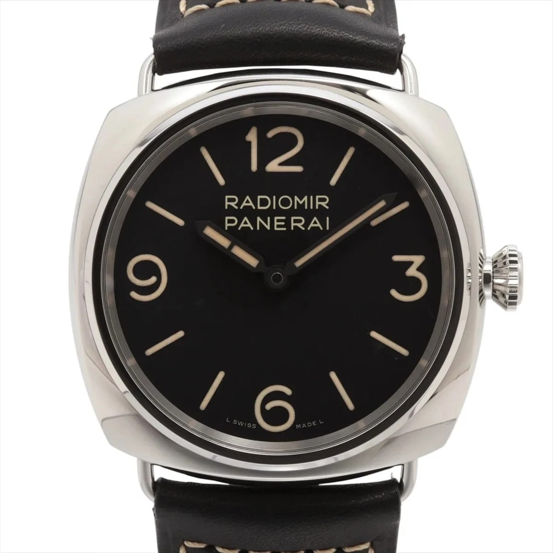 PANERAI RADIOMIR OFFICINE SS & LEATHER BLACK DIAL, WATCH: Panerai Radiomir Officine SS & Leather black dial, Watch Brand: Panerai Type/Style: Wristwatch Material: SS & Leather Color: black dial Size: Case:W1.6 x H1.6inch / W41 x H41 Circumference of Wrist:7.