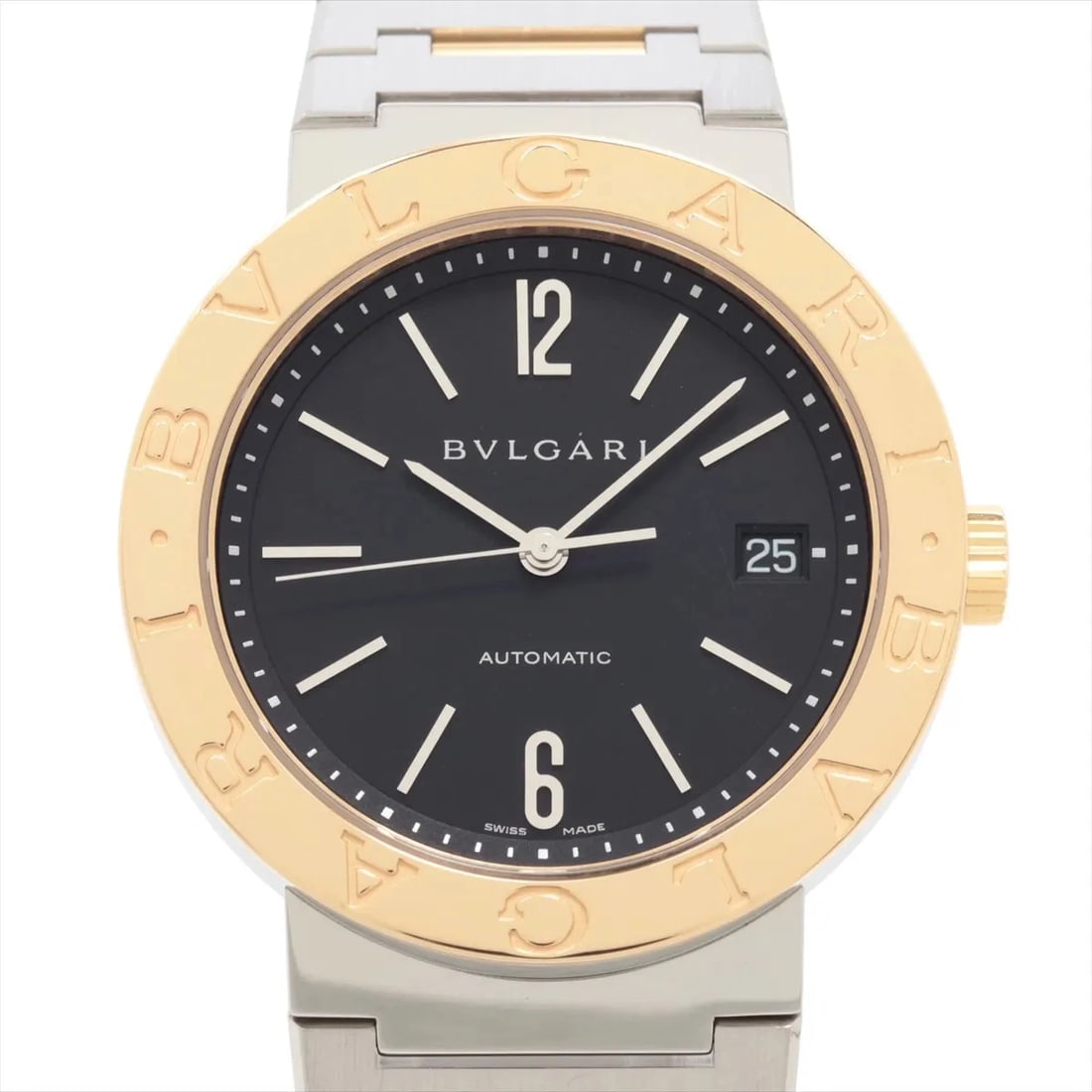 BVLGARI BVLGARI SS?YG BLACK DIAL, WATCH: Bvlgari Bvlgari SS?YG black dial, Watch Brand: Bvlgari Type/Style: Wristwatch Material: SS?YG Color: black dial Size: Case:W1.2 x H1.2inch / W38 x H38 Circumference of Wrist:7.1inch / 18 Accessori