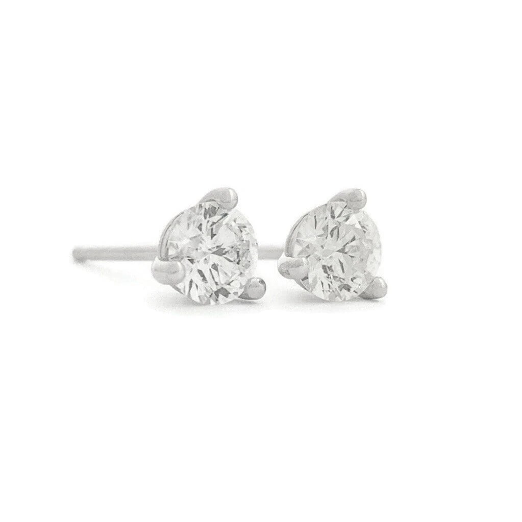 ROUND DIAMOND STUD EARRINGS 14K WHITE GOLD (1 of 3)
