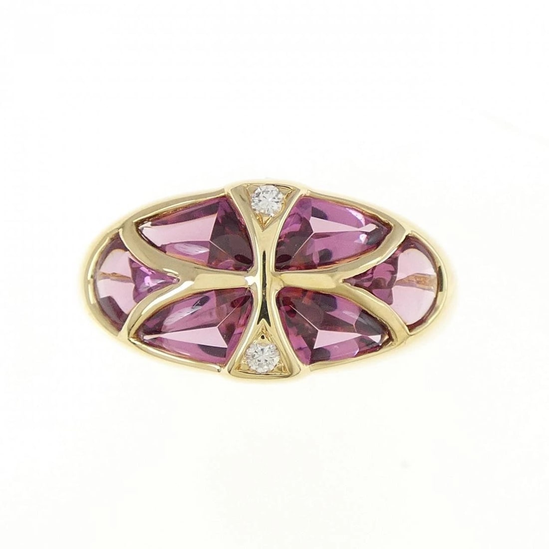 K18YG GARNET RING: K18YG Garnet Ring Brand: Unbranded Type/Style: Garnet Ring Material: K18 yellow gold, Main Stone/Creation GarnetSecondary Stone diamond Color: yellow gold Size: US 6 Accessories: None Accessories