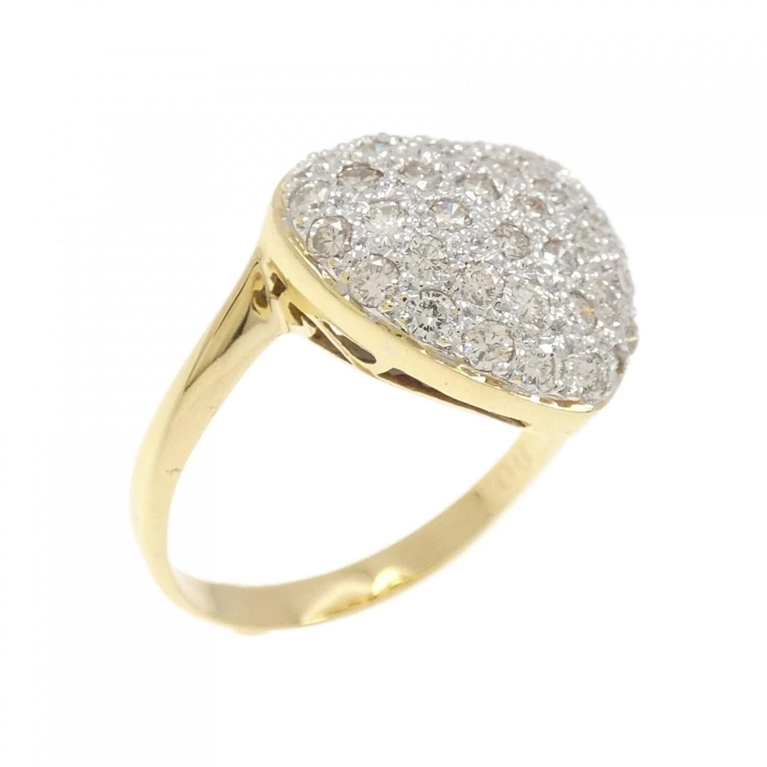 K18YG/K18WG PAVE HEART DIAMOND RING: K18YG/K18WG Pave Heart Diamond Ring Brand: Unbranded Type/Style: Diamond ring Material: 18K Yellow Gold/18K White Gold, Main Stone/Creation natural Color: yellow gold White Gold Size: US 5 3/4