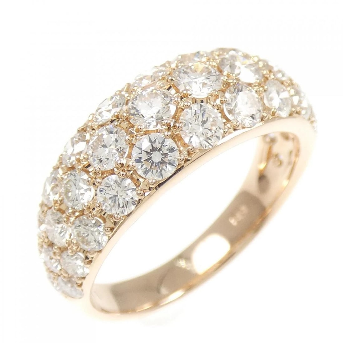 K18PG PAVE DIAMOND RING: K18PG Pave Diamond Ring Brand: Unbranded Type/Style: Diamond Ring Material: K18 Pink Gold, Main Stone/Creation natural Color: Pink gold Size: US 7 1/4 Accessories: None Accessories Notice: When