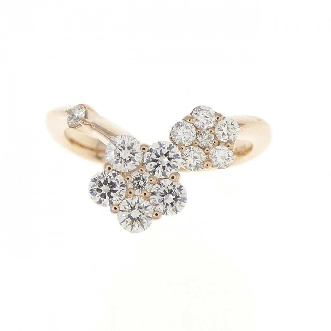 K18PG FLOWER DIAMOND PINKY RING - 2