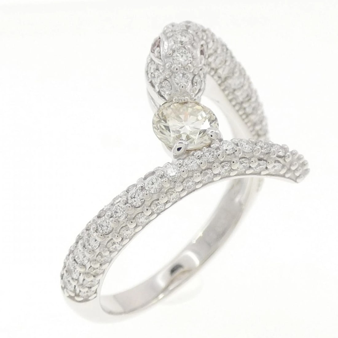 K18WG SNAKE DIAMOND RING: K18WG Snake Diamond Ring Brand: Unbranded Type/Style: Diamond ring Material: 18k White Gold, Main Stone/Creation Natural Color: White Gold Size: US 8.5 Accessories: None Accessories Notice: When
