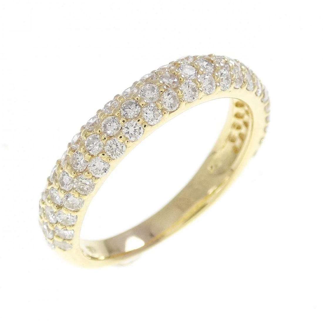 K18YG PAVE DIAMOND RING: K18YG Pave Diamond Ring Brand: Unbranded Type/Style: Diamond Ring Material: 18K Yellow Gold, Main Stone/Creation Natural Color: Yellow Gold Size: US 5 1/4 Accessories: None Accessories Notice: When