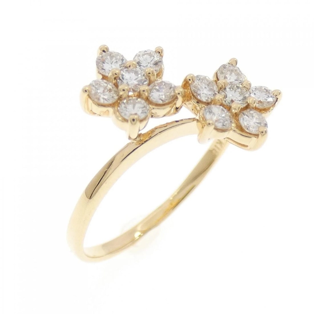 K18YG FLOWER DIAMOND RING: K18YG Flower Diamond Ring Brand: Unbranded Type/Style: Diamond Ring Material: 18K Yellow Gold, Main Stone/Creation Natural Color: Yellow Gold Size: US 5 1/4 Accessories: None Accessories N