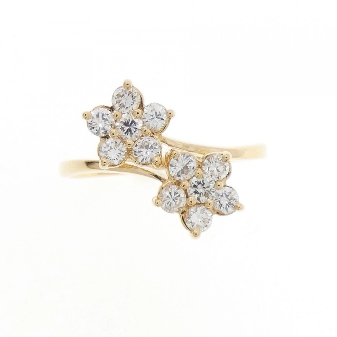 K18YG FLOWER DIAMOND RING - 2